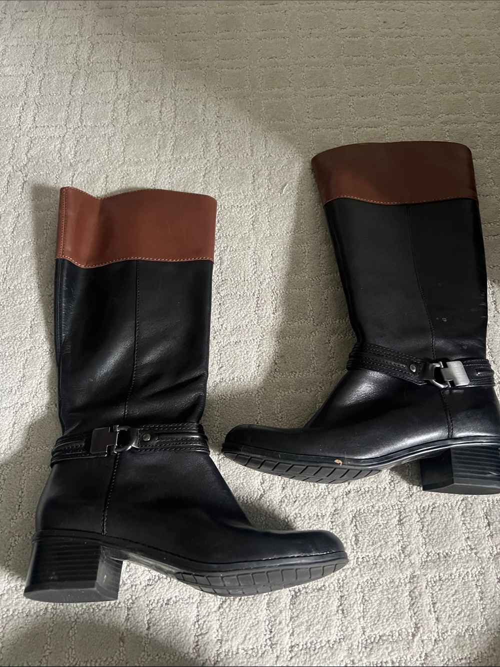 Bandolino Black and Brown Mid-Calf Women's Riding Boots